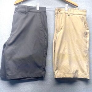 Ben Hogan Mens Performance Golf Shorts Lot of 2 Gray Tan Khaki Size 30 Stretch